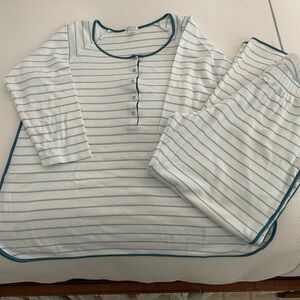 LAKE Maternity Striped Blue and White Pajama Set